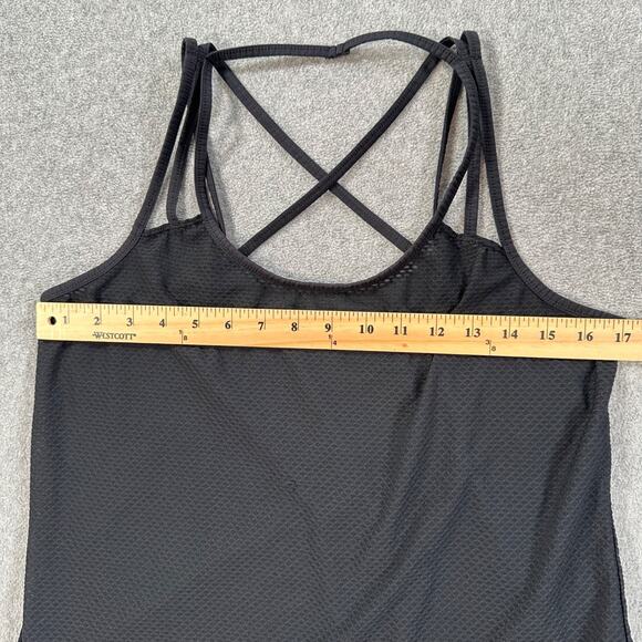 Athleta Powerhouse Mesh Tank Women's Medium Black Sheer Strappy Racerback Active - Picture 5 of 8